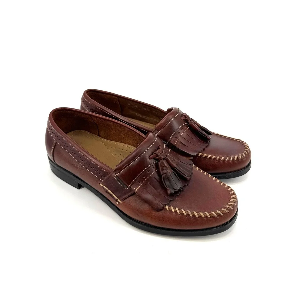 GH Bass Weejuns Michael Mens 8 Burgundy Leather Kiltie Tassel Loafers Shoes